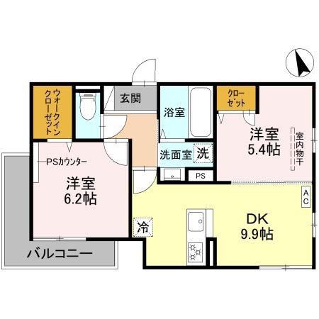 上甲子園廣和レジデンス(2DK/3階)の間取り写真