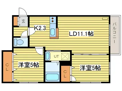 TERRACE COCOLO(2LDK/3階)の間取り写真