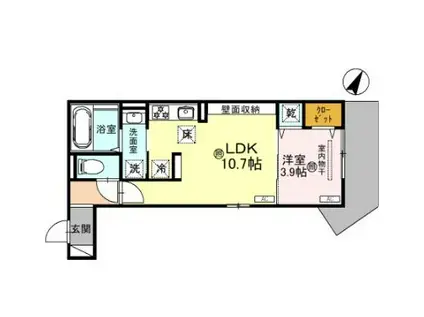 アンベリール(1LDK/1階)の間取り写真