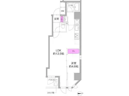 アゼスト浅草(1LDK/7階)の間取り写真