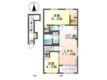 サン フルール(2LDK/2階)の間取り写真