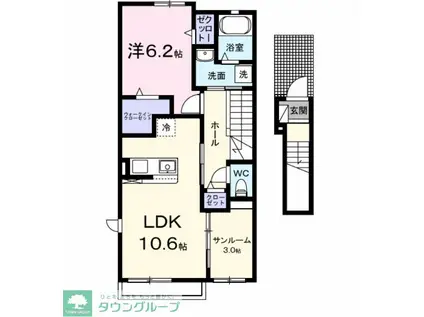 カーサ アバンツァート(1LDK/2階)の間取り写真