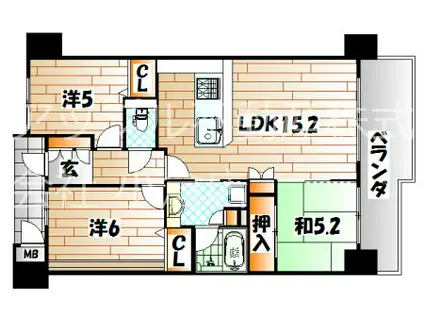 リヴィエールソフィア日明(3LDK/11階)の間取り写真