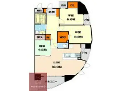 トリニティー北川口(3LDK/6階)の間取り写真