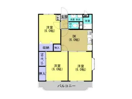 IHビルII(3DK/3階)の間取り写真