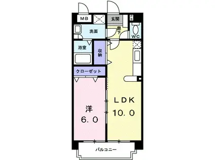 シャルマンパレス(1LDK/4階)の間取り写真