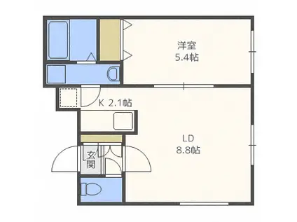 ヴェーヌ南郷(1LDK/4階)の間取り写真