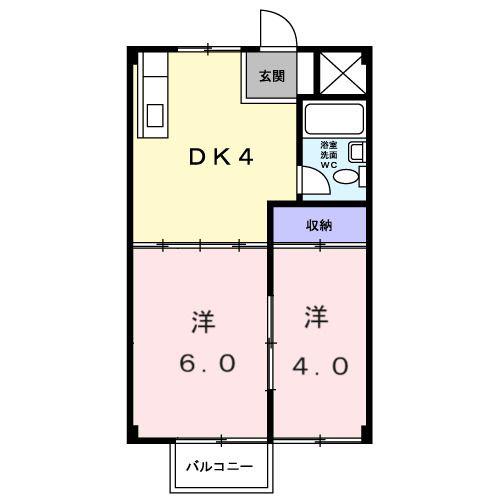 パークサイドこじま(2K/2階)の間取り写真