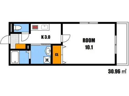 フォブール銀河II(1K/1階)の間取り写真