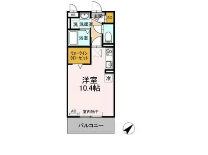 マルベリー(ワンルーム/1階)の間取り写真