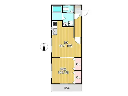 コーポ新井(1DK/3階)の間取り写真