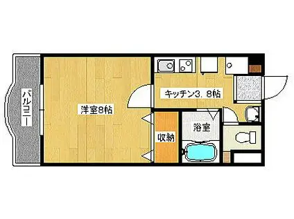 ラフォーレ祇園(1K/4階)の間取り写真