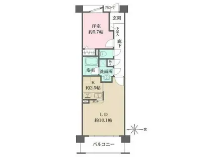 アボリアスコート笹塚イースト(1LDK/3階)の間取り写真