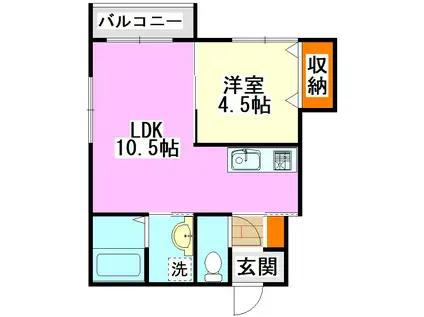 MIKI HOUSEIII B棟(1LDK/1階)の間取り写真