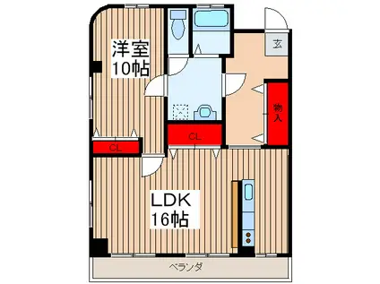 日東ハイツ(1LDK/3階)の間取り写真
