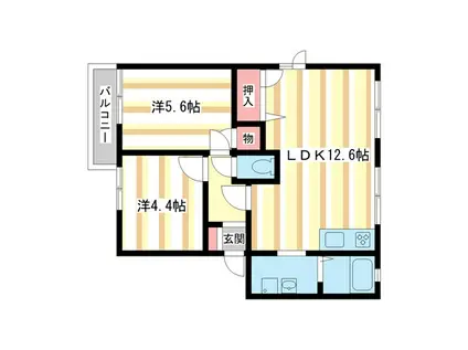 グランメール光B(2LDK/2階)の間取り写真