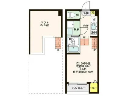 SYMPHONY X(1K/2階)の間取り写真