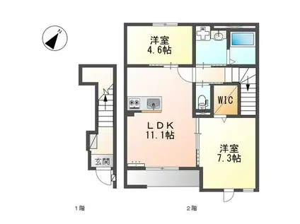 西宮市甲子園町アパート工事(2LDK/2階)の間取り写真