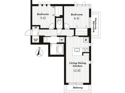 メゾンマスト あすと長町(2LDK/3階)の間取り写真