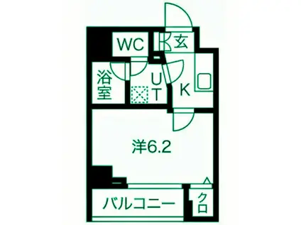 スカイコートプライム大井町(1K/2階)の間取り写真