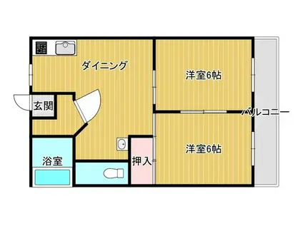 グランハイツ布市(2DK/3階)の間取り写真