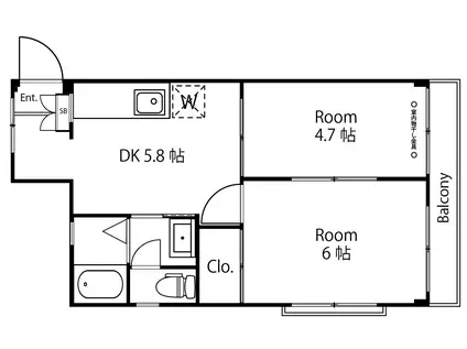 コーポつくし(2DK/2階)の間取り写真