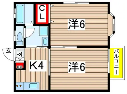 西原ハイツ第2(2K/2階)の間取り写真