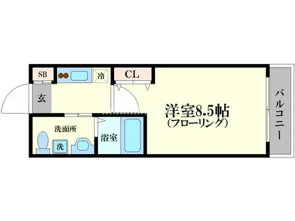 エスライズ四ツ橋(1K/2階)の間取り写真