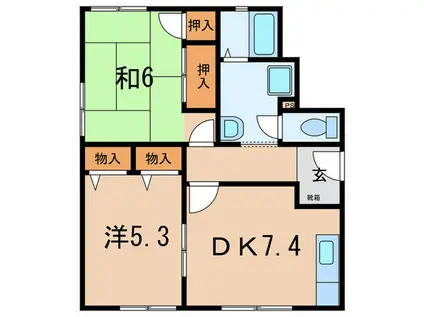 越水プラウ(2DK/2階)の間取り写真