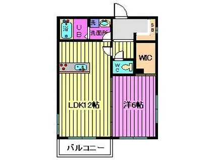 ユニバーサルシティ鈴谷(1LDK/2階)の間取り写真