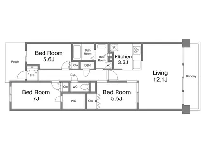 プラウドシティ阿佐ヶ谷フォレスト B3(3LDK/5階)の間取り写真
