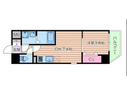 CITY PAL CREST TANIMACH(1DK/6階)の間取り写真