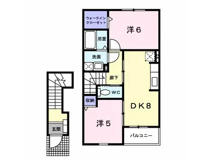 アンナプルナII(2DK/2階)の間取り写真