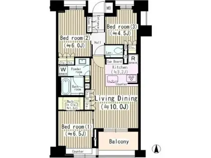 ザ・パークハウス山吹神楽坂(3LDK/5階)の間取り写真