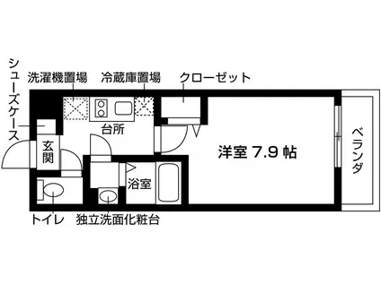 グランデコート大宅甲ノ辻(1K/1階)の間取り写真