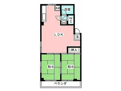 清水ビル(2LDK/3階)の間取り写真
