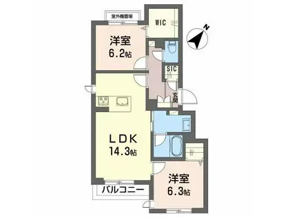 クレーネ静岡駅南(2LDK/3階)の間取り写真