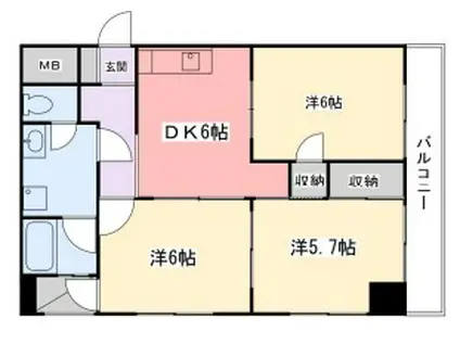 高岡中村コーポI(3DK/4階)の間取り写真