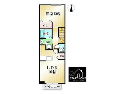 エスペランサ翔(1LDK/2階)の間取り写真