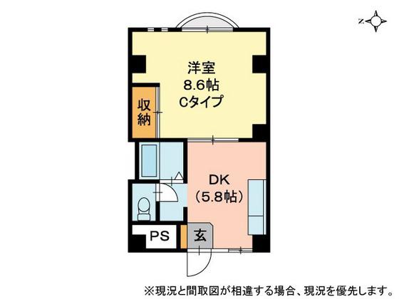 グレースシャトル伊島(1DK/4階)の間取り写真