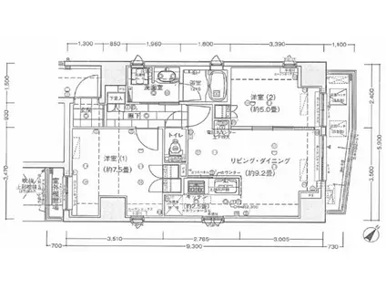 ザ・グランフォーリア目黒(2LDK/9階)の間取り写真