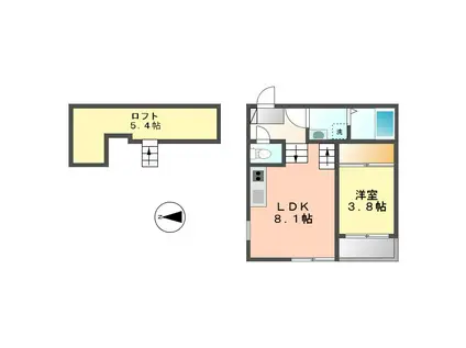 ステージ香呑町(1SLDK/2階)の間取り写真