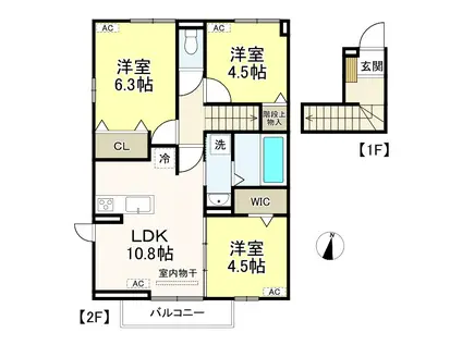 D-ROOM石神井台4丁目PJ A棟(3LDK/2階)の間取り写真