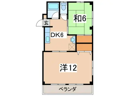 ヴィラール石原(2DK/3階)の間取り写真