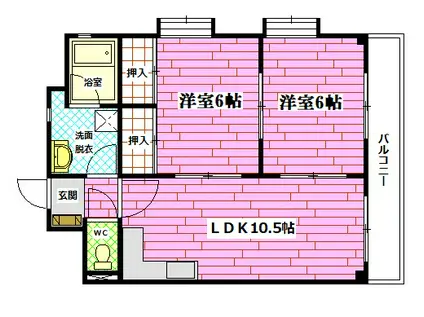 アルファビル(2LDK/3階)の間取り写真