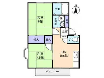 マリーナB(2DK/2階)の間取り写真