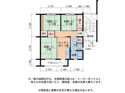 UR金剛団地 315号棟(3K/2階)の間取り写真