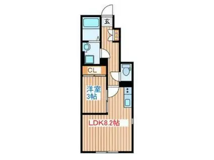 RS川内(1LDK/1階)の間取り写真