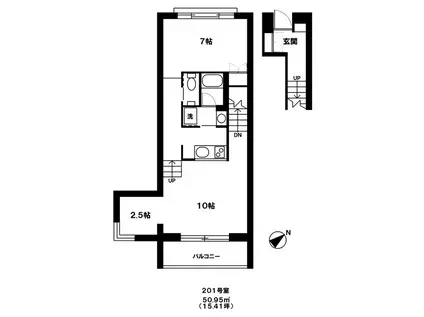 ラティス神宮前(1LDK/2階)の間取り写真