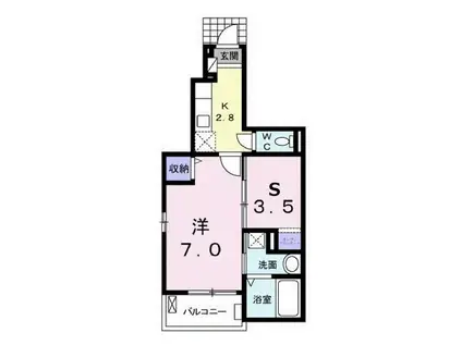 パストーソ II(1SK/1階)の間取り写真